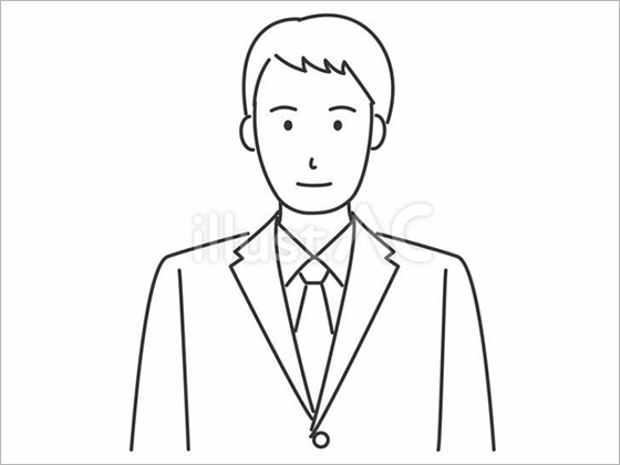 スーツの男性上半身 線